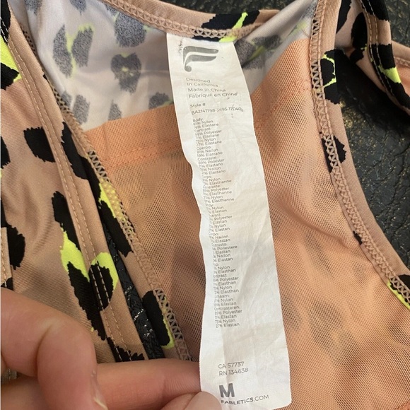 Fabletics Womens On The Go Sports Bra Multicolor Desert Leopard Medium Tan Green - Picture 5 of 5